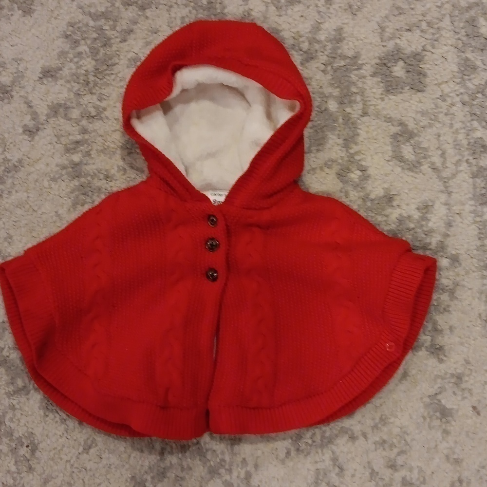 Carter Knit Jacket Cape 9mo red